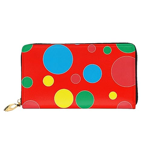 DOFFO Corgi Print Leder Geldbörse Für Frauen Geldbörse Fall Brieftasche Schlank Reißverschluss Telefon Kleingeld Geldbörse Clutch Kartenhalter, Twister Polka Dots, Einheitsgröße von DOFFO