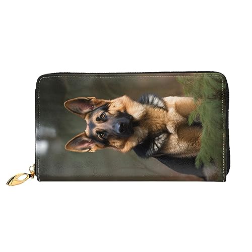 DOFFO Deutscher Schäferhund Druck Leder Brieftasche Für Frauen Münzbörse Schlank Reißverschluss Telefon Kleingeld Geldbörse Clutch Kartenhalter Fall Brieftasche, Deutscher Schäferhund, Einheitsgröße von DOFFO