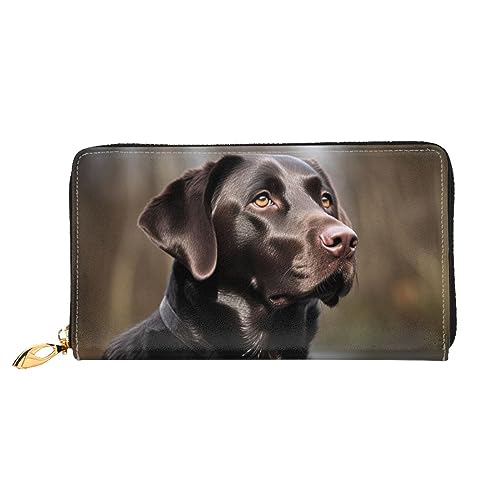 DOFFO Geldbörse mit deutschem Schäferhund, Leder, für Damen, Münzgeldbörse, schmaler Reißverschluss, Handygeldbörse, Clutch, Kartenhalter, Labrador Retriever, Einheitsgröße, Deutsch von DOFFO