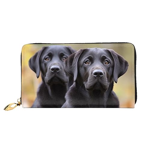 DOFFO Deutscher Schäferhund Druck Leder Brieftasche Für Frauen Münzbörse Schlank Reißverschluss Telefon Kleingeld Geldbörse Clutch Kartenhalter Fall Brieftasche, Labrador Retriever Hund, Einheitsgröße von DOFFO