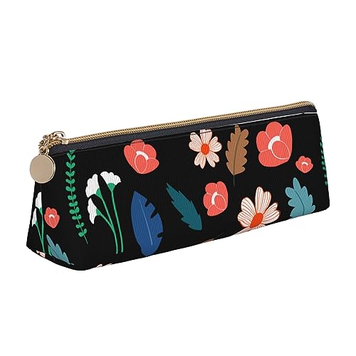 DOFFO Floating Flower Orange Printed Cute Pencil Case Aesthetic Pencil Pouch Special Pen Case Small Pencil Bag Durable Pencil Box Zipper Pencil Cases For Women Office Work And Study, Blumen- und von DOFFO