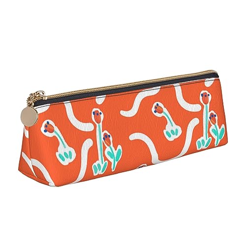 DOFFO Floating Flower Orange Printed Cute Pencil Case Aesthetic Pencil Pouch Special Pen Case Small Pencil Bag Durable Pencil Box Zipper Pencil Cases For Women Office Work And Study, Schwimmende Blume von DOFFO