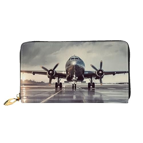 DOFFO Flugzeug Kunst Druck Leder Brieftasche Für Frauen Geldbörse Schlank Reißverschluss Telefon Kleingeld Geldbörse Kupplung Kartenhalter Fall Brieftasche, Flugzeugkunst., Einheitsgröße von DOFFO