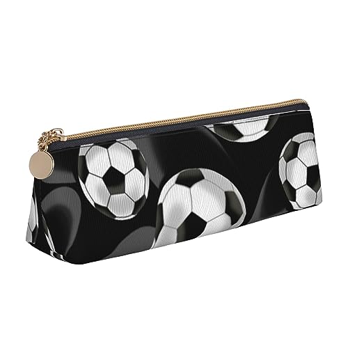 DOFFO Fußball Schwarz Gedruckt Nette Bleistift Fall Ästhetische Bleistift Beutel Spezielle Stift Fall Kleine Bleistift Tasche Langlebig Bleistift Box Reißverschluss Bleistift Fällen Für Frauen Büro von DOFFO