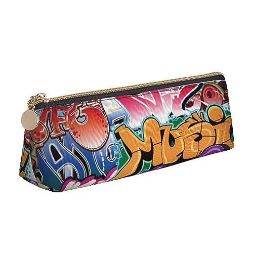 DOFFO Graffiti Hip Hop Printed Cute Pencil Case Aesthetic Pencil Pouch Special Pen Case Small Pencil Bag Durable Pencil Box Zipper Pencil Cases For Women Office Work And Study, weiß, Einheitsgröße von DOFFO