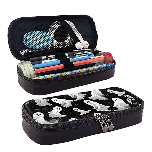 DOFFO Halloween Goth Printed Cute Pencil Case Aesthetic Pencil Pouch Special Pen Case Artificial Leather Pencil Bag Durable Pencil Box Zipper Pencil Cases For Men Women Office Work And Study, Schwarz von DOFFO