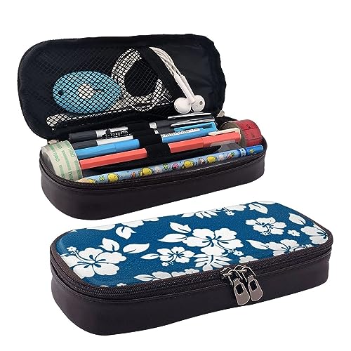 DOFFO Hawaii Blume Gedruckt Niedlich Bleistift Fall Ästhetische Bleistift Tasche Spezielle Stift Fall Kunstleder Bleistift Tasche Langlebig Bleistift Box Reißverschluss Federmäppchen Für Männer Frauen von DOFFO