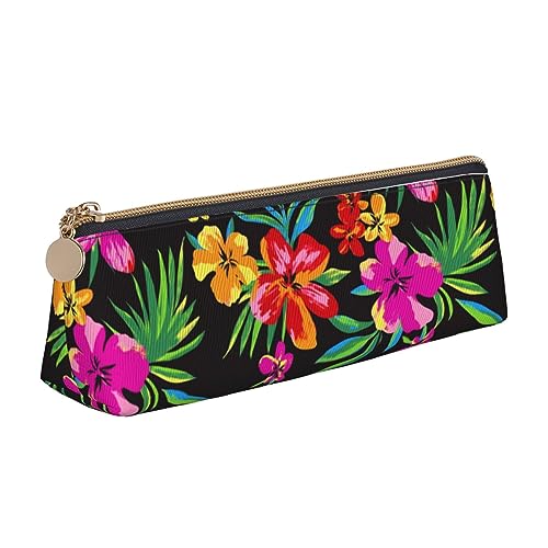 DOFFO Hawaiian Flower Printed Cute Pencil Case Aesthetic Pencil Pouch Special Pen Case Small Pencil Bag Durable Pencil Box Zipper Pencil Cases For Women Office Work And Study, weiß, Einheitsgröße von DOFFO