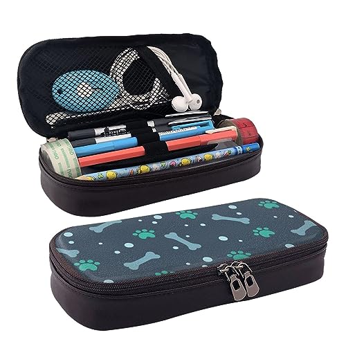 DOFFO Knochen und Hundekrallen Gedruckt Niedlich Bleistift Fall Ästhetische Bleistift Tasche Spezielle Stift Fall Kunstleder Bleistift Tasche Langlebig Bleistift Box Reißverschluss Federmäppchen Für von DOFFO