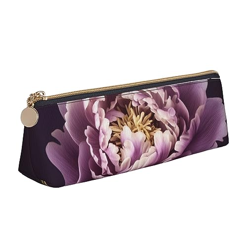 DOFFO Lila Elegante Pfingstrose Blume Gedruckt Niedlich Bleistift Fall Ästhetische Bleistift Tasche Spezielle Stift Fall Kleine Bleistift Tasche Langlebig Bleistift Box Reißverschluss Bleistift Fällen von DOFFO