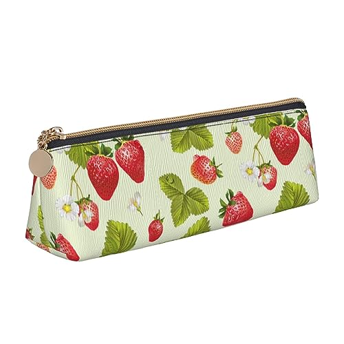DOFFO Lovely Strawberry Printed Cute Pencil Case Aesthetic Pencil Pouch Special Pen Case Small Pencil Bag Durable Pencil Box Zipper Pencil Cases For Women Office Work And Study, weiß, Einheitsgröße von DOFFO