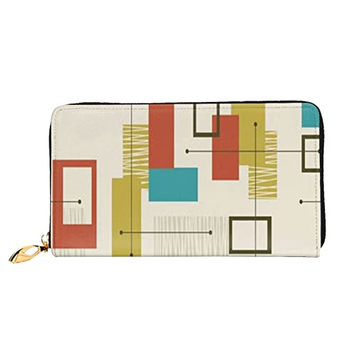 DOFFO Mid Century Modern Print Leder Geldbörse Für Frauen Münzbörse Fall Brieftasche Slim Zip Telefon Kleingeld Geldbörse Clutch Kartenhalter, Mid Century Modern, Einheitsgröße, Mitte des Jahrhunderts von DOFFO