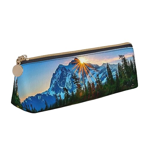 DOFFO Mountain Sunrise Printed Cute Pencil Case Aesthetic Pencil Pouch Special Pen Case Small Pencil Bag Durable Pencil Box Zipper Pencil Cases For Women Office Work And Study, weiß, Einheitsgröße von DOFFO