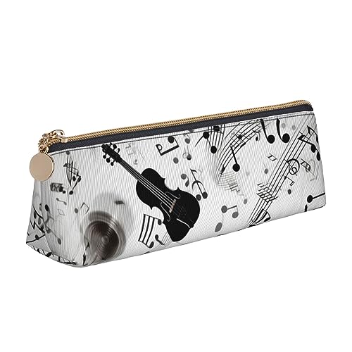 DOFFO Musical Theme Printed Cute Pencil Case Aesthetic Pencil Pouch Special Pen Case Small Pencil Bag Durable Pencil Box Zipper Pencil Cases For Women Office Work And Study, weiß, Einheitsgröße von DOFFO