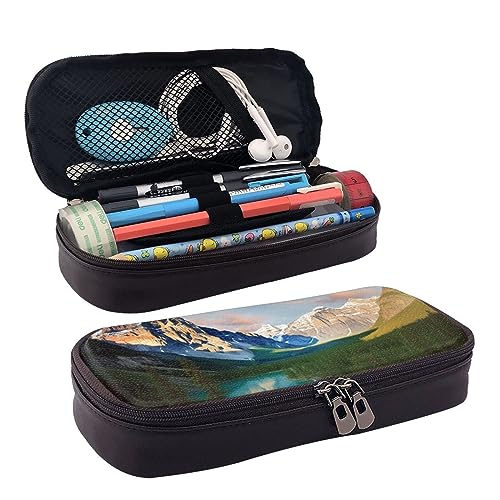 DOFFO National Park Printed Cute Pencil Case Aesthetic Pencil Pouch Special Pen Case Artificial Leather Pencil Bag Durable Pencil Box Zipper Pencil Cases For Men Women Office Work And Study, Schwarz , von DOFFO