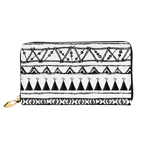 DOFFO Native American Patterns Print Leather Wallet For Women Coin Purse Case Wallet Slim Zip Phone Change Purse Clutch Card Holder, Indianer-Muster, One Size, Indianerische Muster, Einheitsgröße von DOFFO