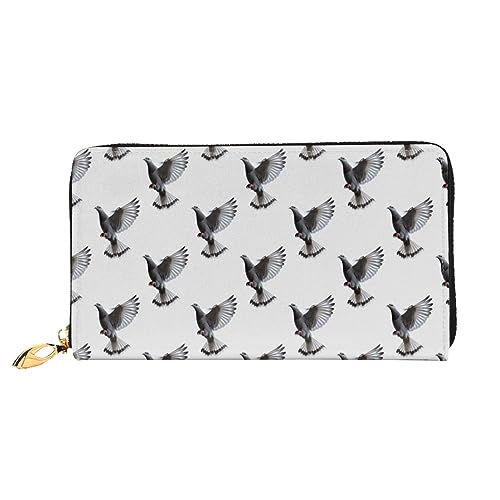 DOFFO Nette Corgi Print Leder Brieftasche Für Frauen Geldbörse Schlank Reißverschluss Telefon Ändern Geldbörse Kupplung Kartenhalter Fall Brieftasche, Fliegende Taube, Einheitsgröße von DOFFO