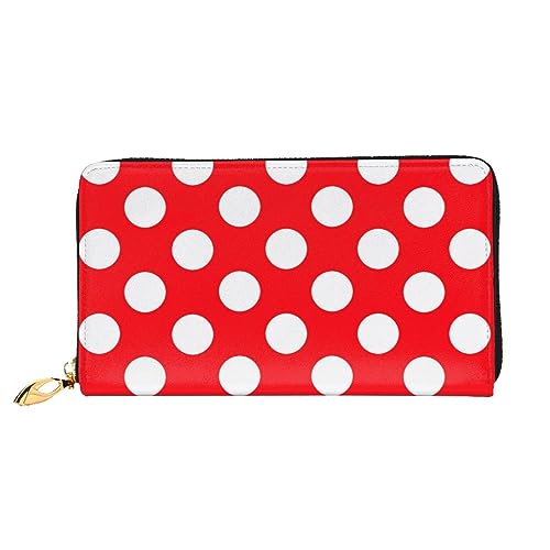 DOFFO Nette Polka Dot Print Leder Brieftasche Für Frauen Münzbörse Fall Brieftasche Schlank Reißverschluss Telefon Kleingeld Geldbörse Clutch Kartenhalter, Niedlich Polka Dot, Einheitsgröße, Süßes von DOFFO