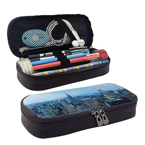 DOFFO New York Fashion City Gedruckt Niedlich Bleistift Fall Ästhetische Bleistift Tasche Spezielle Stift Fall Kunstleder Bleistift Tasche Langlebig Bleistift Box Reißverschluss Federmäppchen Für von DOFFO