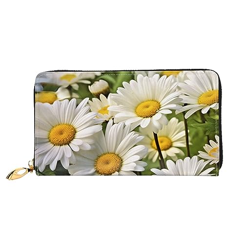 DOFFO Niagara Falls Print Leder Geldbörse Für Frauen Münzbörse Slim Zip Telefon Kleingeld Geldbörse Clutch Kartenhalter Fall Brieftasche, Blumenblüten und Gänseblümchen, Einheitsgröße von DOFFO