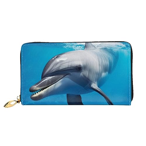 DOFFO Niagara Falls Print Leder Geldbörse Für Frauen Münzbörse Slim Zip Telefon Kleingeld Geldbörse Clutch Kartenhalter Fall Brieftasche, Delfin, Einheitsgröße von DOFFO