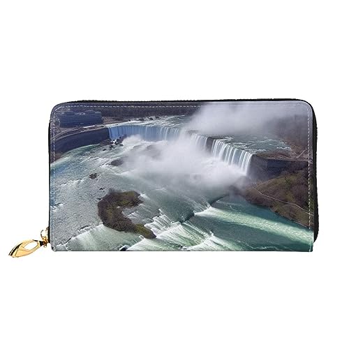 DOFFO Niagara Falls Print Leder Geldbörse Für Frauen Münzbörse Slim Zip Telefon Kleingeld Geldbörse Clutch Kartenhalter Fall Brieftasche, Niagara-Fälle, Einheitsgröße von DOFFO