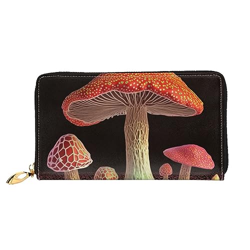 DOFFO Niagara Falls Print Leder Geldbörse Für Frauen Münzbörse Slim Zip Telefon Kleingeld Geldbörse Clutch Kartenhalter Fall Brieftasche, mushroom, Einheitsgröße von DOFFO