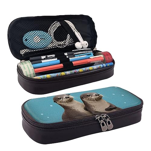 DOFFO Niedliche Otter Gedruckt Niedlich Bleistift Fall Ästhetische Bleistift Tasche Spezielle Stift Fall Kunstleder Bleistift Tasche Langlebig Bleistift Box Reißverschluss Federmäppchen Für Männer von DOFFO