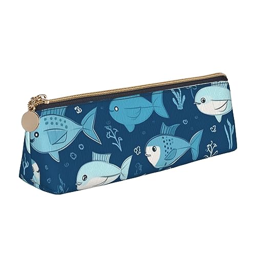 DOFFO Niedliche blaue Fische Gedruckt Nette Bleistift Fall Ästhetische Bleistift Beutel Spezielle Stift Fall Kleine Bleistift Tasche Langlebig Bleistift Box Reißverschluss Bleistift Fällen Für Frauen von DOFFO