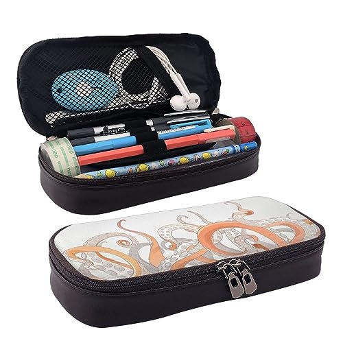 DOFFO Octopus Tentakel Gedruckt Niedlich Federmäppchen Ästhetische Bleistift Tasche Spezielle Stifteetui Künstliches Leder Bleistift Tasche Langlebig Bleistift Box Reißverschluss Federmäppchen Für von DOFFO