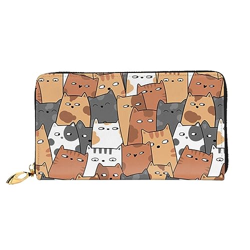 DOFFO Orange Katzen Drucken Leder Brieftasche Für Frauen Münzbörse Fall Brieftasche Schlank Reißverschluss Telefon Kleingeld Geldbörse Clutch Kartenhalter, Orange Katzen, Einheitsgröße, Orange Katzen, von DOFFO