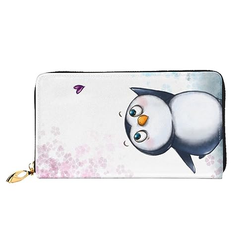 DOFFO Orientalische Pfau Auf Blume Baum Druck Leder Brieftasche Für Frauen Geldbörse Schlank Reißverschluss Telefon Kleingeld Geldbörse Kupplung Kartenhalter Fall Brieftasche, I Love Pinguine, von DOFFO