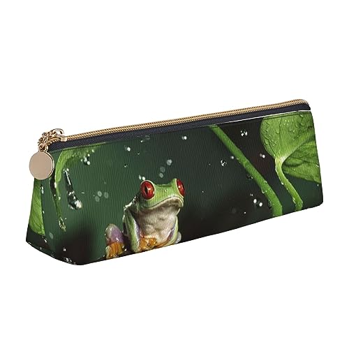 DOFFO Peace Tree Frog Printed Cute Pencil Case Aesthetic Pencil Pouch Special Pen Case Small Pencil Bag Durable Pencil Box Zipper Pencil Cases For Women Office Work And Study, weiß, Einheitsgröße von DOFFO