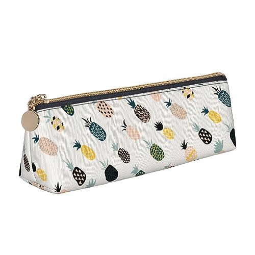 DOFFO Pineapple Printed Cute Pencil Case Aesthetic Pencil Pouch Special Pen Case Small Pencil Bag Durable Pencil Box Zipper Pencil Cases For Women Office Work And Study, weiß, Einheitsgröße von DOFFO