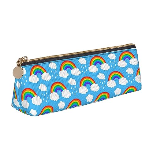 DOFFO Rainbow Clouds Raindrop Printed Cute Pencil Case Aesthetic Pencil Pouch Special Pen Case Small Pencil Bag Durable Pencil Box Zipper Pencil Cases For Women Office Work And Study, weiß, von DOFFO