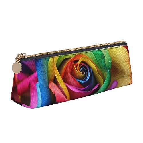 DOFFO Rainbow Rose Printed Cute Pencil Case Aesthetic Pencil Pouch Special Pen Case Small Pencil Bag Durable Pencil Box Zipper Pencil Cases For Women Office Work And Study, weiß, Einheitsgröße von DOFFO