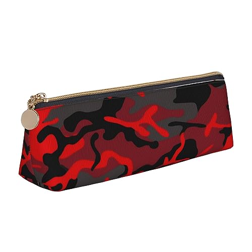 DOFFO Rote Camo Gedruckt Niedlich Bleistift Fall Ästhetische Bleistift Beutel Spezielle Stift Fall Kleine Bleistift Tasche Langlebig Bleistift Box Reißverschluss Bleistift Fällen Für Frauen Büro von DOFFO