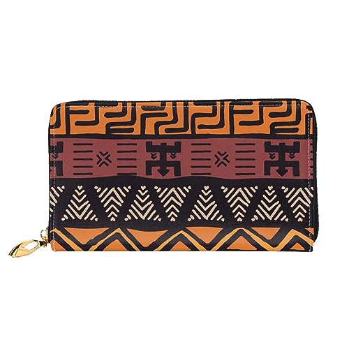 DOFFO San Francisco Print Leder Geldbörse Für Frauen Geldbörse Slim Zip Telefon Kleingeld Geldbörse Clutch Kartenhalter Fall Brieftasche, Afrikanischer Schlamm, Tribal, Einheitsgröße von DOFFO