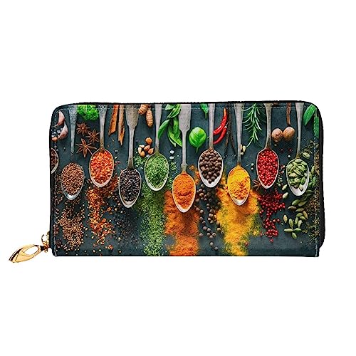 DOFFO San Francisco Print Leder Geldbörse Für Frauen Geldbörse Slim Zip Telefon Kleingeld Geldbörse Clutch Kartenhalter Fall Brieftasche, Gewürze Gewürze, Einheitsgröße von DOFFO