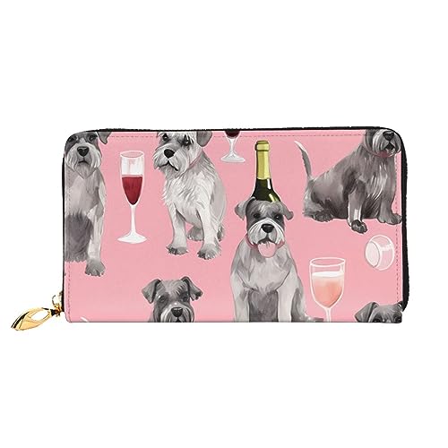 DOFFO Schnauzer Print Leder Geldbörse Für Frauen Münzbörse Fall Brieftasche Slim Zip Telefon Kleingeld Geldbörse Clutch Kartenhalter Schnauzer, Einheitsgröße, Schnauzer, Einheitsgröße von DOFFO