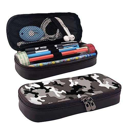 DOFFO Schwarz Grau Weiß Camo Gedruckt Niedlich Bleistift Fall Ästhetische Bleistift Tasche Spezielle Stift Fall Kunstleder Bleistift Tasche Langlebig Bleistift Box Reißverschluss Federmäppchen Für von DOFFO