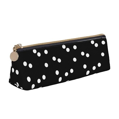 DOFFO Schwarz Weiß Polka Dots Gedruckt Niedlich Bleistift Fall Ästhetische Bleistift Tasche Spezielle Stift Fall Kleine Bleistift Tasche Langlebig Bleistift Box Reißverschluss Bleistift Fällen Für von DOFFO