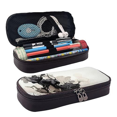 DOFFO Schwarze Tinte Kunst Gedruckt Niedlich Bleistift Fall Ästhetische Bleistift Tasche Spezielle Stift Fall Kunstleder Bleistift Tasche Langlebig Bleistift Box Reißverschluss Federmäppchen Für von DOFFO