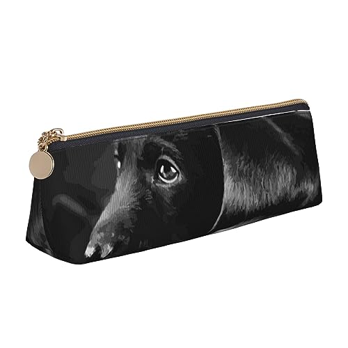 DOFFO Schwarzer Labrador Welpe Gedruckt Niedlich Federmäppchen Ästhetische Bleistift Tasche Spezielle Stift Fall Kleine Bleistift Tasche Langlebig Bleistift Box Reißverschluss Bleistift Fällen Für von DOFFO