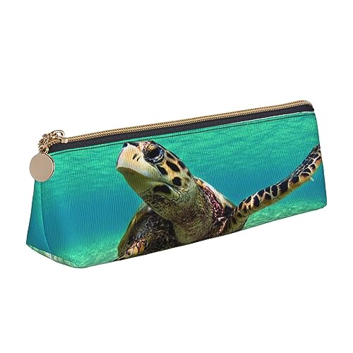 DOFFO Sea Turtle Printed Cute Pencil Case Aesthetic Pencil Pouch Special Pen Case Small Pencil Bag Durable Pencil Box Zipper Pencil Cases For Women Office Work And Study, weiß, Einheitsgröße von DOFFO