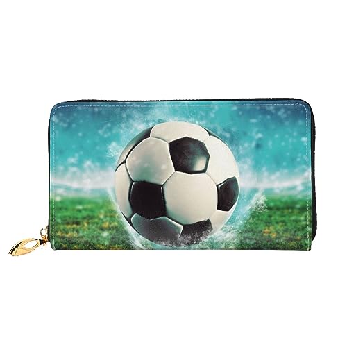 DOFFO Tie Dye Hippies Print Leder Brieftasche Für Frauen Geldbörse Slim Zip Telefon Kleingeld Geldbörse Clutch Kartenhalter Fall Brieftasche, Fußball Hintergrund, Einheitsgröße von DOFFO