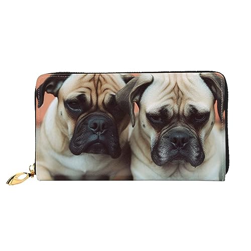 DOFFO Tie Dye Hippies Print Leder Brieftasche Für Frauen Geldbörse Slim Zip Telefon Kleingeld Geldbörse Clutch Kartenhalter Fall Brieftasche, Trauriger Hund, Einheitsgröße von DOFFO