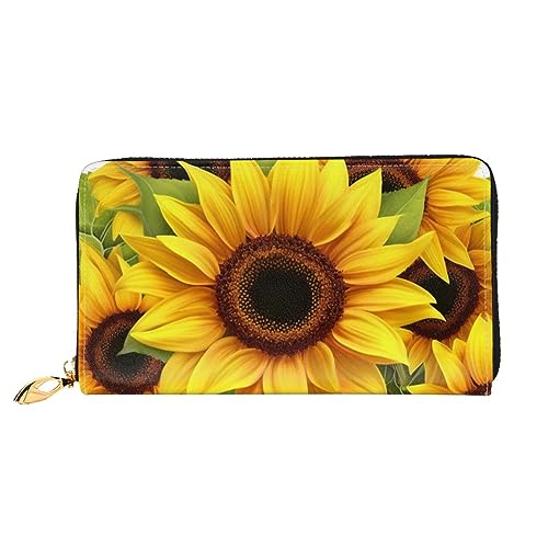 DOFFO Tie Dye Hippies Print Leder Brieftasche Für Frauen Geldbörse Slim Zip Telefon Kleingeld Geldbörse Clutch Kartenhalter Fall Brieftasche, sonnenblume, Einheitsgröße von DOFFO