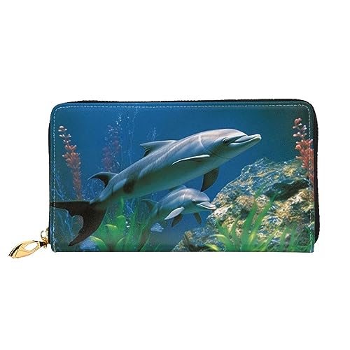 DOFFO Tier Hund Foto Druck Leder Brieftasche Für Frauen Geldbörse Schlank Reißverschluss Telefon Kleingeld Geldbörse Kupplung Kartenhalter Fall Brieftasche, Aquatic Biologicals, Einheitsgröße von DOFFO