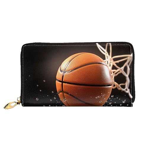 DOFFO Tier Hund Foto Druck Leder Brieftasche Für Frauen Geldbörse Schlank Reißverschluss Telefon Kleingeld Geldbörse Kupplung Kartenhalter Fall Brieftasche, Basketball, Einheitsgröße von DOFFO